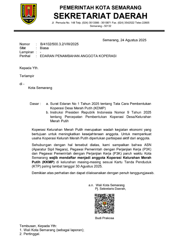 Edaran Penambahan Anggota Koperasi